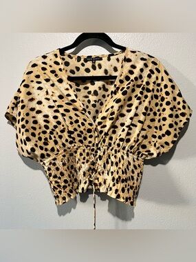 NEW GLORY Cheetah Print Short Sleeve Top Size M